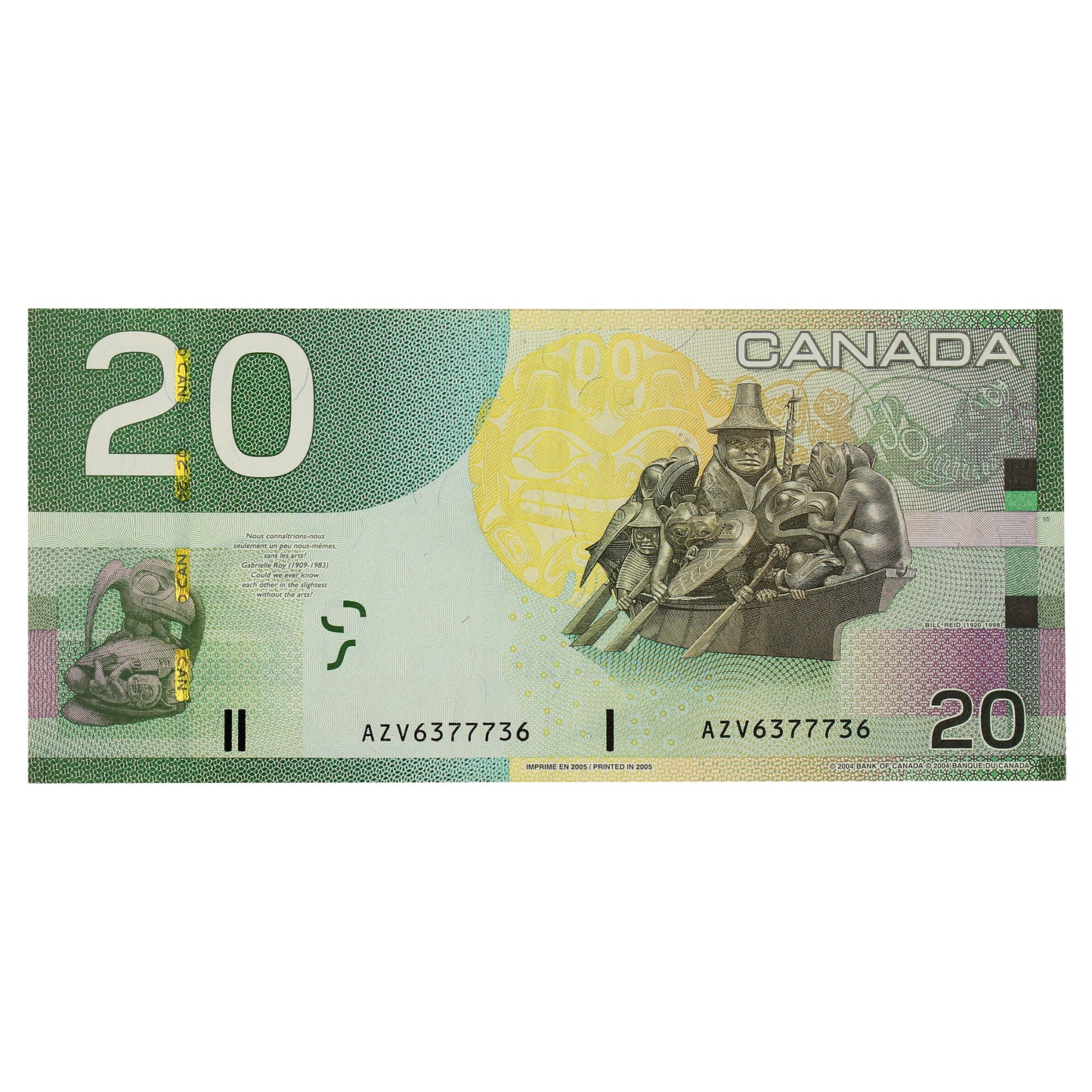 BC-64a-N1-iii 2005 Canada $20 Jenkins-Dodge, 3 Digit RADAR AZV6377736, EF