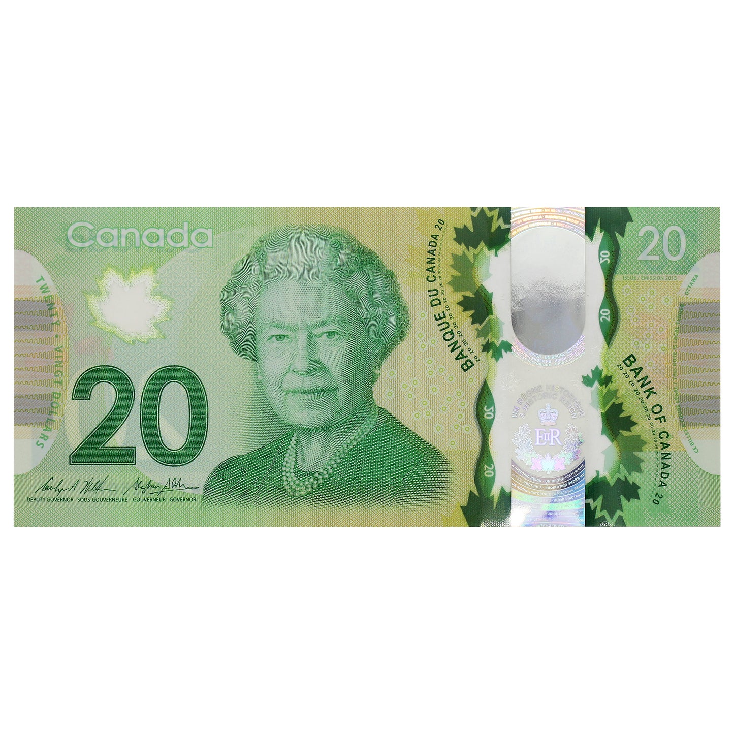 BC-74 2015 Canada $20 Wilkins-Poloz, Commemorative, FWT, AU-UNC (AU55)