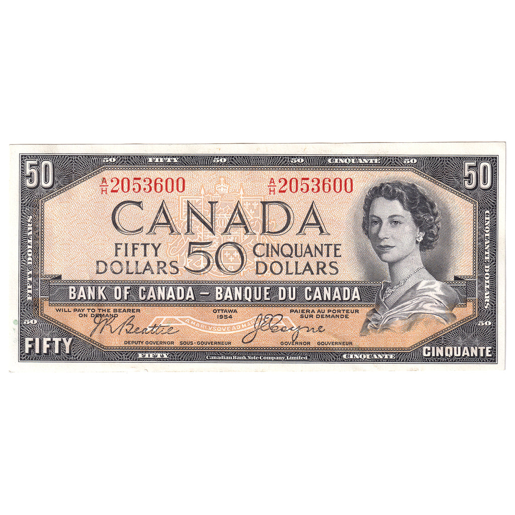 BC-34b 1954 Canada $50 Beattie-Coyne, Devil's Face, A/H, AU-UNC