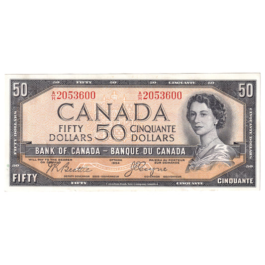 BC-34b 1954 Canada $50 Beattie-Coyne, Devil's Face, A/H, AU-UNC