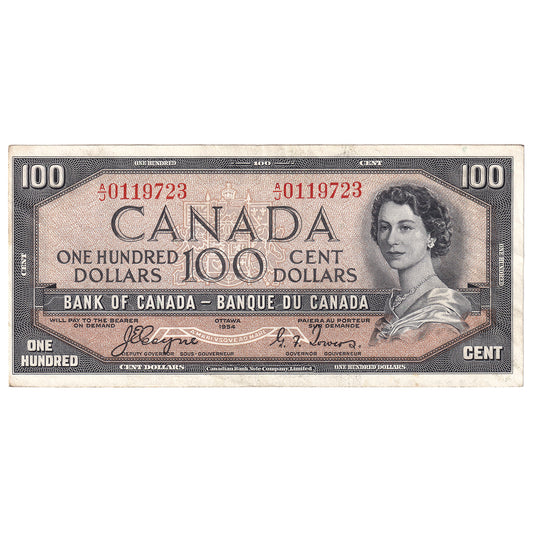 BC-35a 1954 Canada $100 Coyne-Towers, Devil's Face, A/J, EF-AU