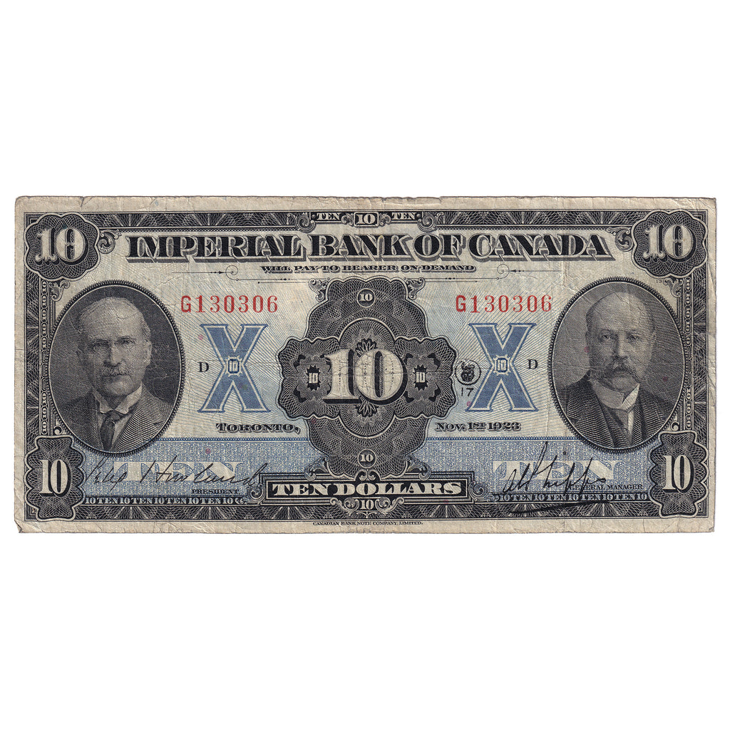 375-18-06 1923 Imperial Bank of Canada $10 Howland-Phipps, Fine (F12)