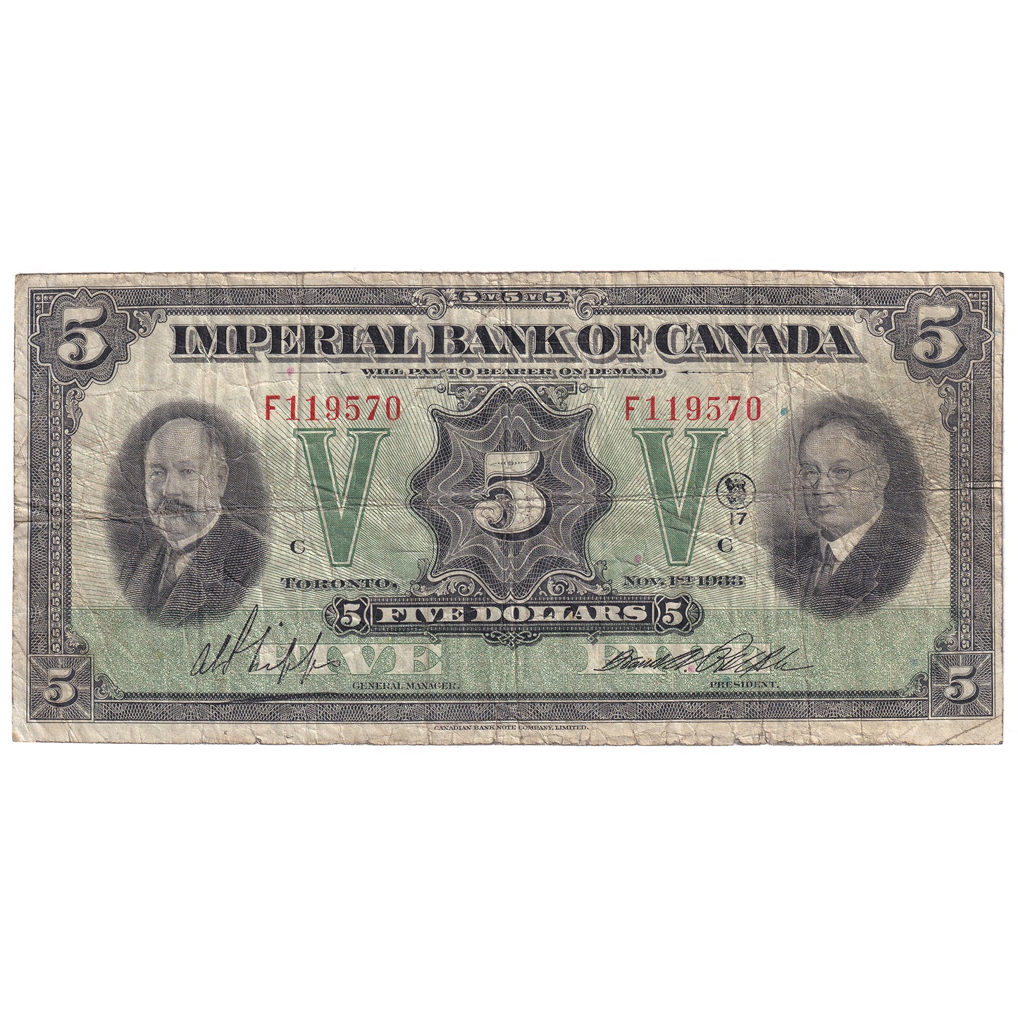 375-20-02 1933 Imperial Bank of Canada $5 Phipps-Rolph, F