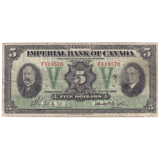 375-20-02 1933 Imperial Bank of Canada $5 Phipps-Rolph, F
