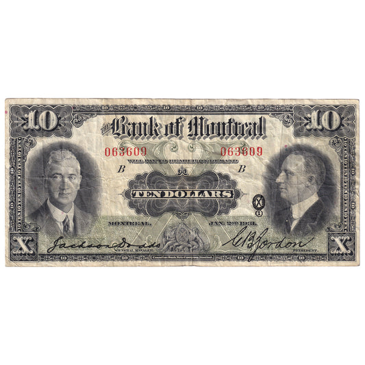 505-58-04 1931 Bank of Montreal $10 Dodds-Gordon, VF