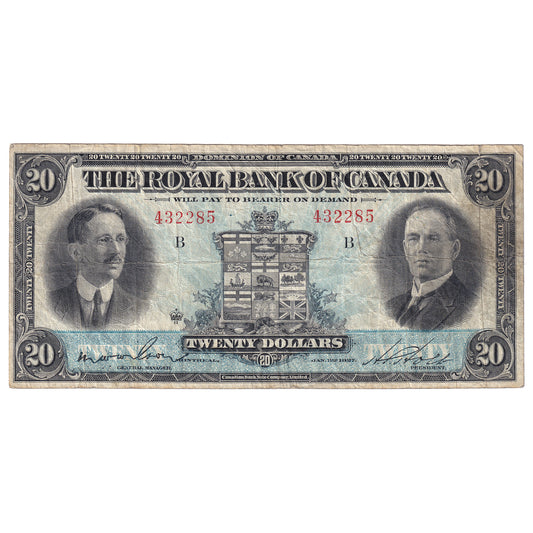 630-14-12 1927 Royal Bank $20 Wilson-Holt, F-VF