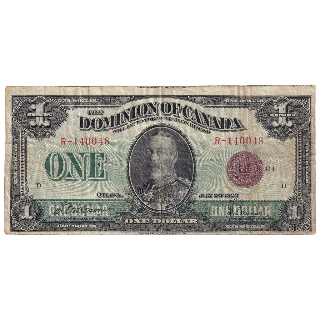 DC-25e-E25a-i 1923 Dominion $1 M-Ss, Cut Off Size, Bronze Seal, Group 1, Series R F-VF