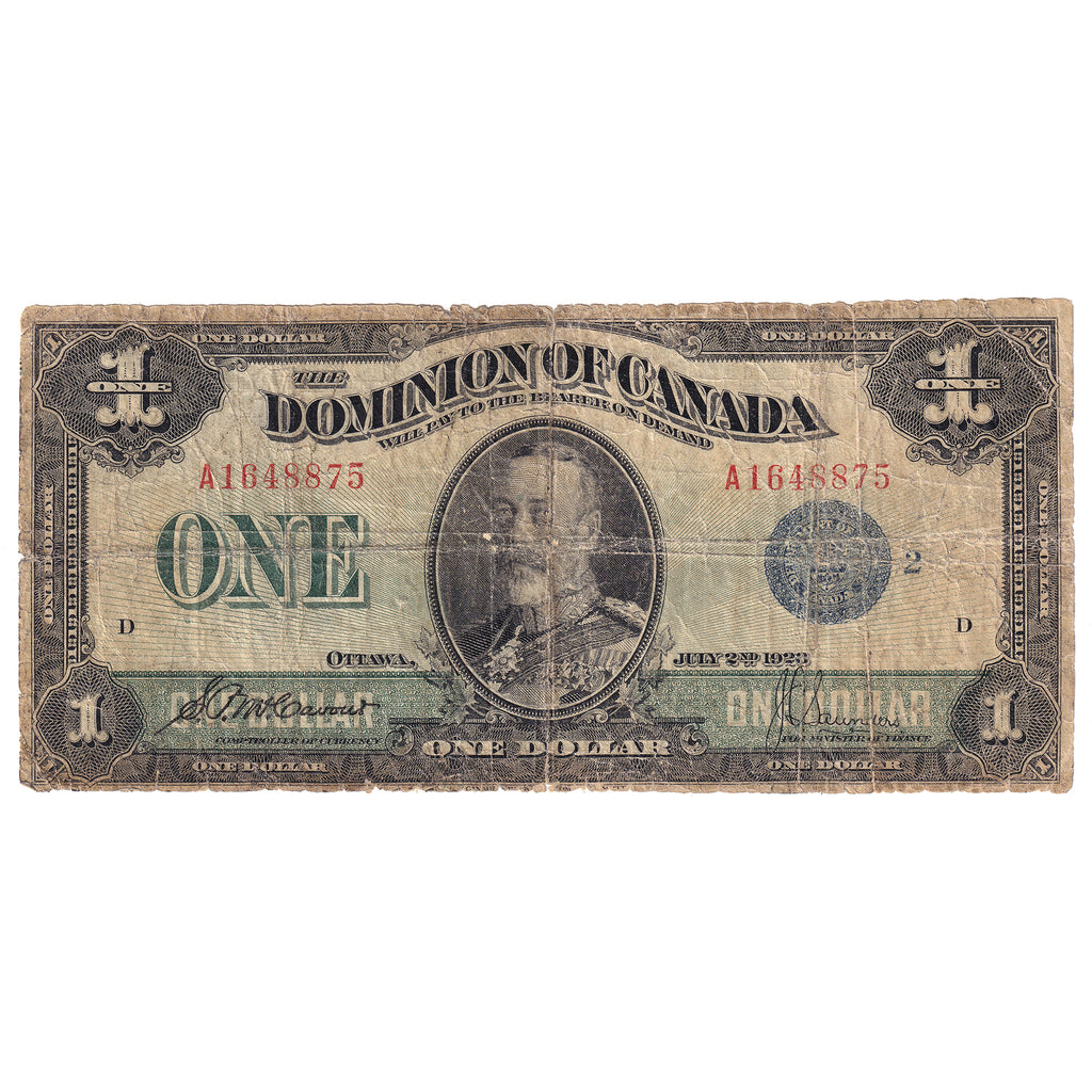 DC-25h 1923 Dominion $1 McCavour-Saunders, Blue Seal, Group 2, Series A, G-VG