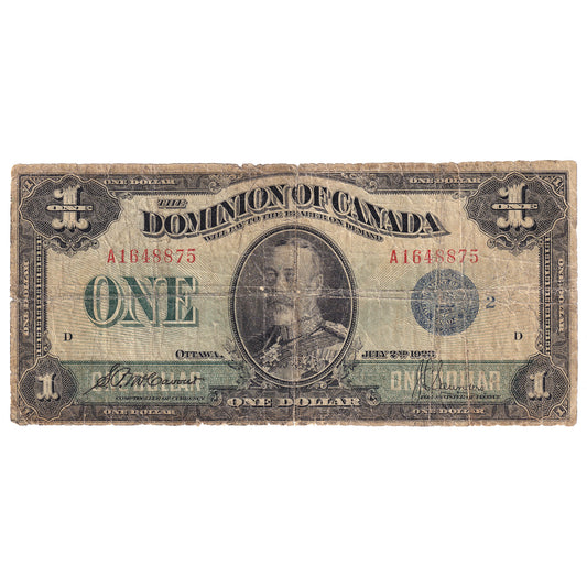 DC-25h 1923 Dominion $1 McCavour-Saunders, Blue Seal, Group 2, Series A, G-VG
