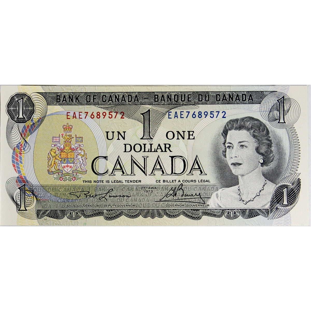 BC-46a-i 1973 Canada $1 Lawson-Bouey, EAE, Uncirculated (MS60)
