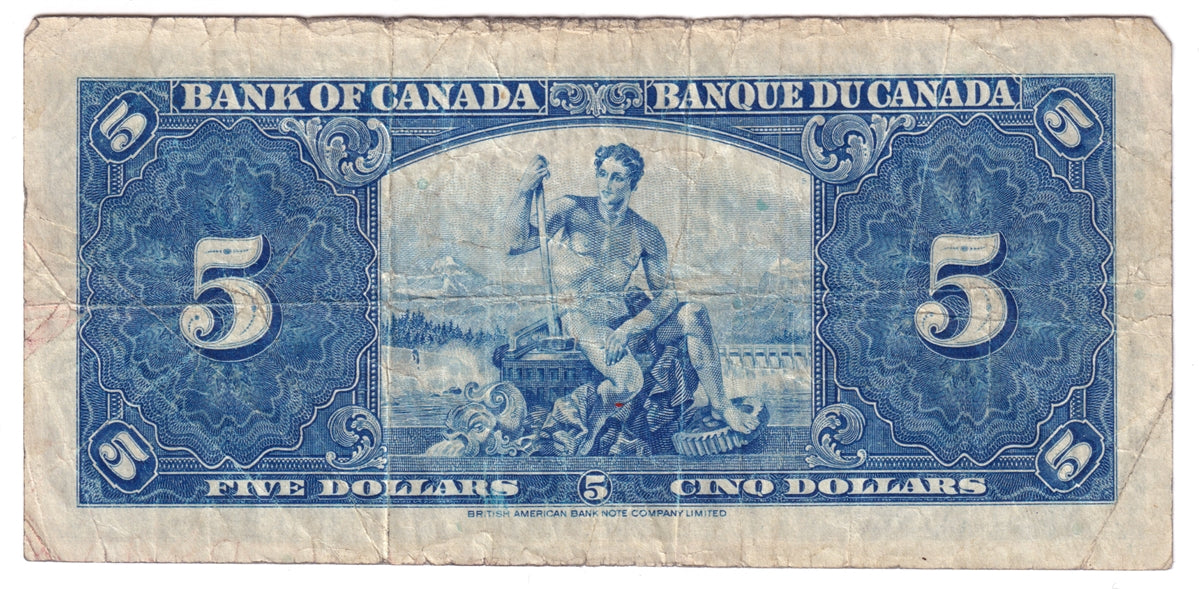 BC-23b 1937 Canada $5 Gordon-Towers, J/C, Circ