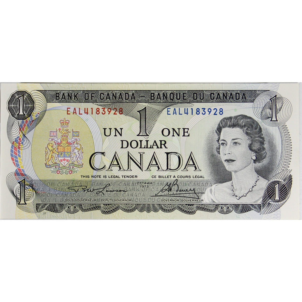 BC-46a-i 1973 Canada $1 Lawson-Bouey, EAL, Choice Uncirculated (CUNC63)
