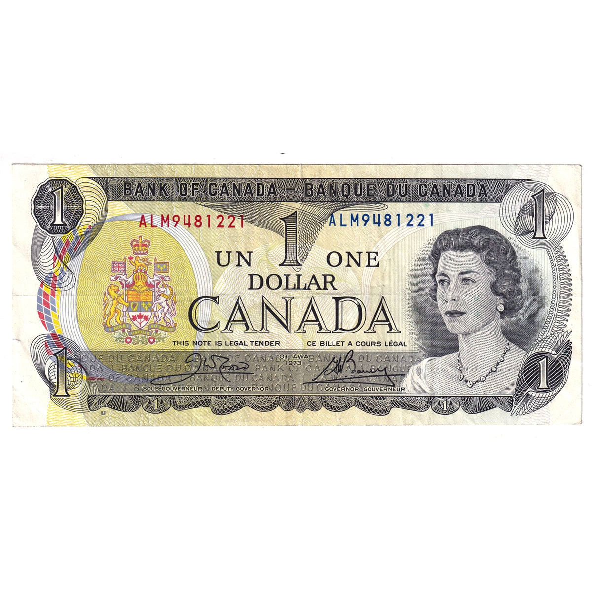 BC-46b 1973 Canada $1 Crow-Bouey, ALM, Circ