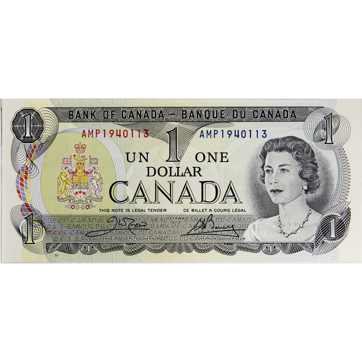 BC-46b 1973 Canada $1 Crow-Bouey, AMP, Choice Uncirculated (CUNC63)