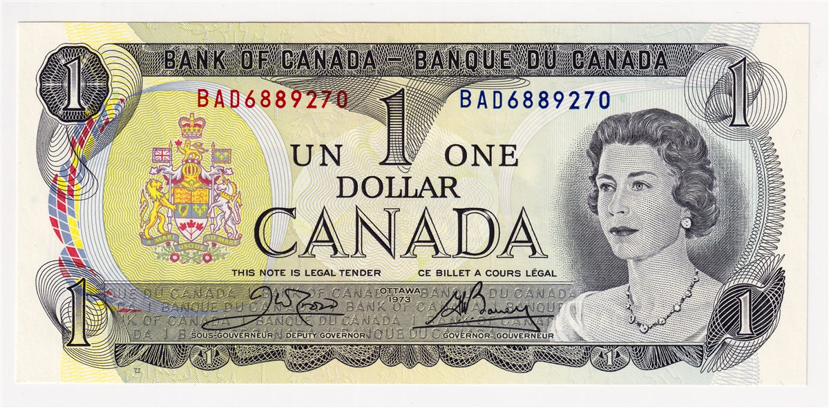 BC-46b 1973 Canada $1 Crow-Bouey, BAD, Uncirculated (MS60)