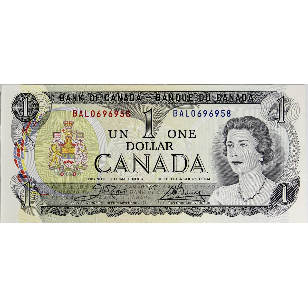 BC-46b 1973 Canada $1 Crow-Bouey, BAL, Uncirculated (MS60)