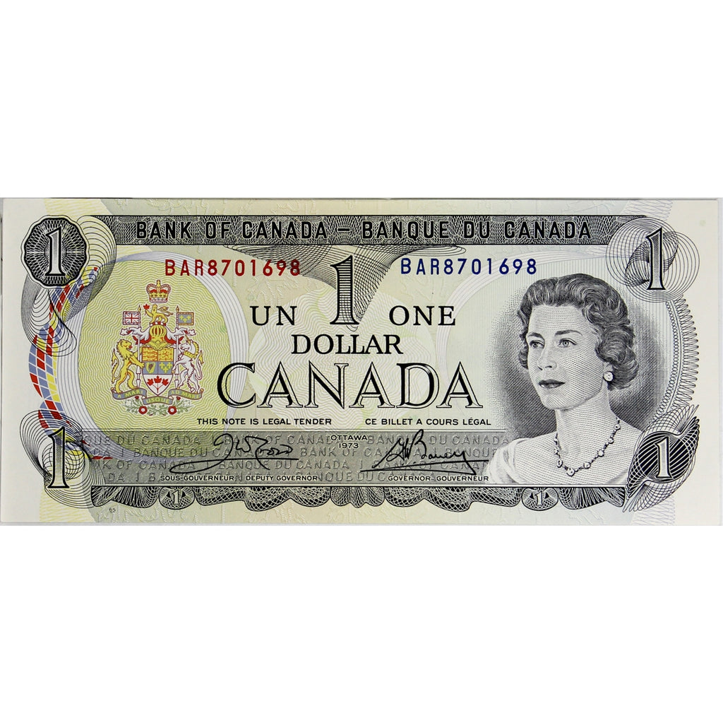 BC-46b 1973 Canada $1 Crow-Bouey, BAR, Choice Uncirculated (CUNC63)