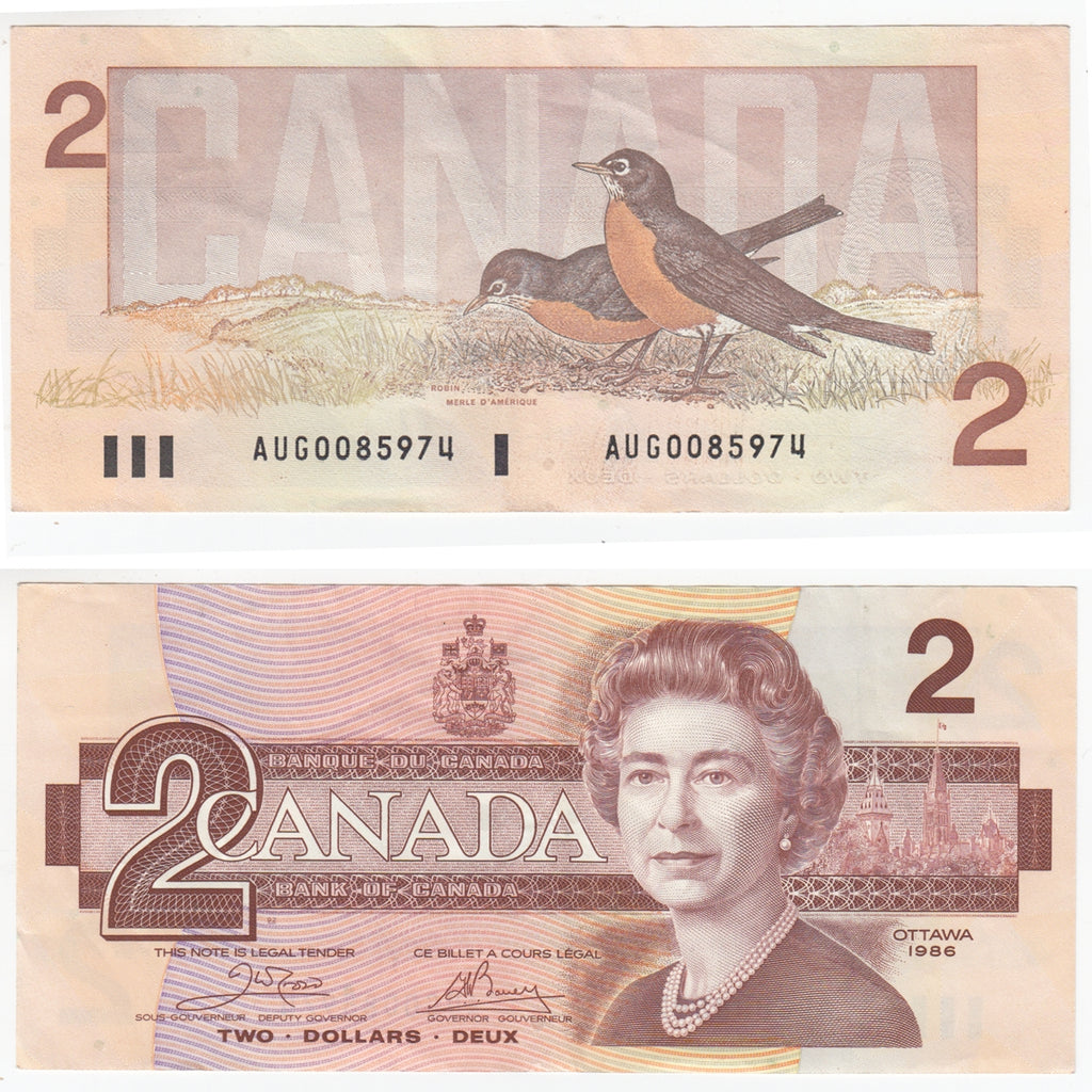 BC-55a 1986 Canada $2 Crow-Bouey, AUG, EF-AU (EF45)