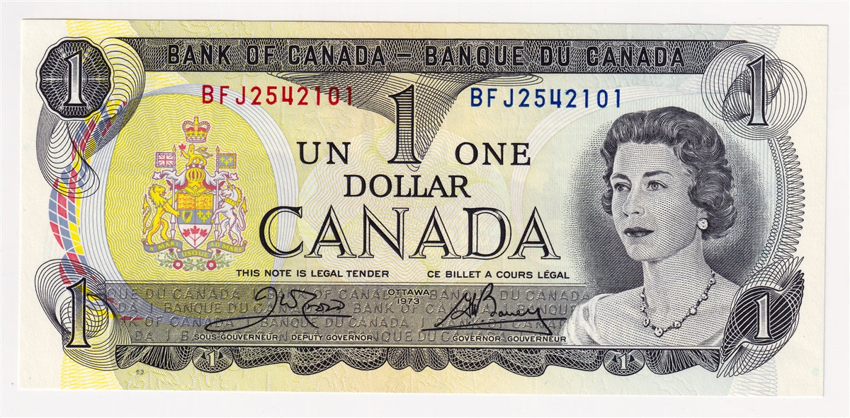 BC-46b 1973 Canada $1 Crow-Bouey, BFJ, Choice Uncirculated (CUNC63)