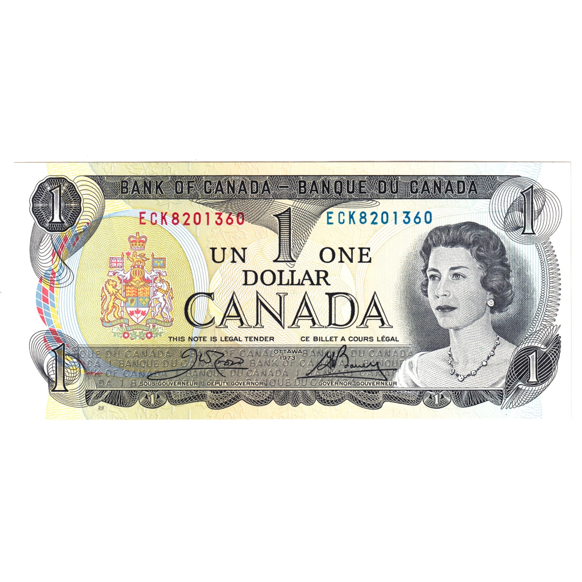 BC-46b 1973 Canada $1 Crow-Bouey, ECK, Uncirculated (MS60)