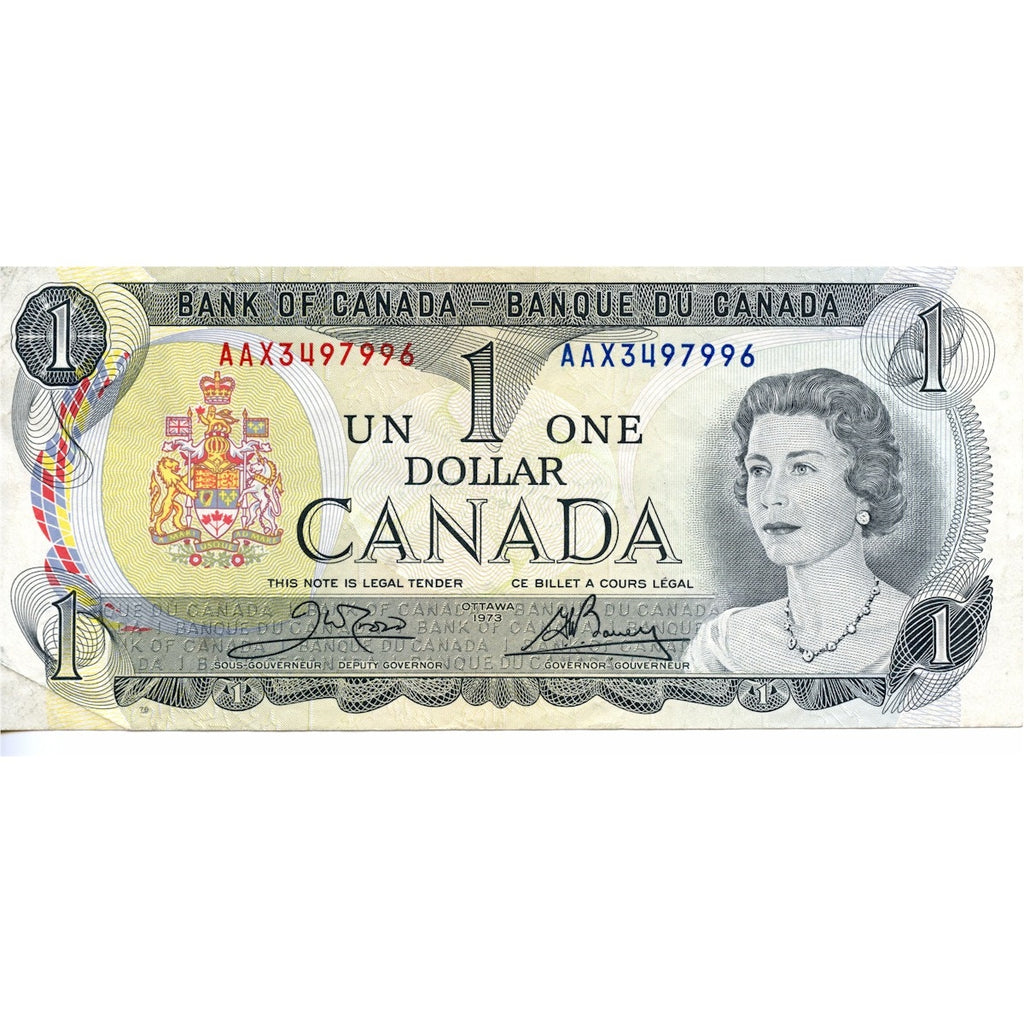 BC-46bA 1973 Canada $1 Crow-Bouey, AAX, Very Fine (VF20)