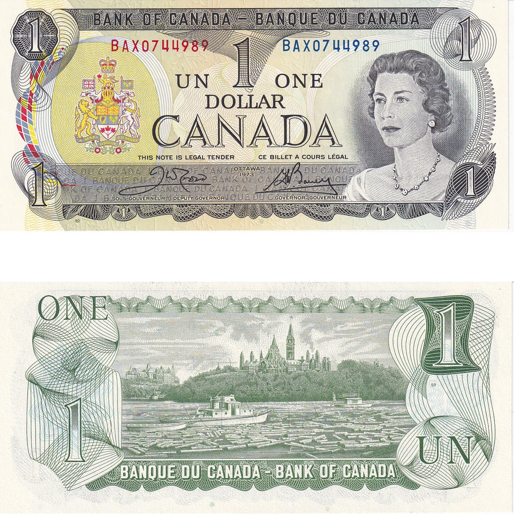 BC-46bA 1973 Canada $1 Crow-Bouey, BAX, Choice Uncirculated (CUNC63)