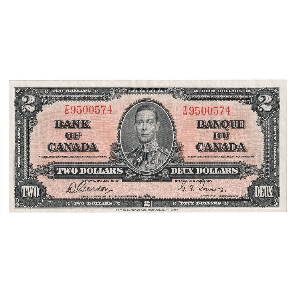 BC-22b 1937 Canada $2 Gordon-Towers, T/B, VF-EF (VF30)