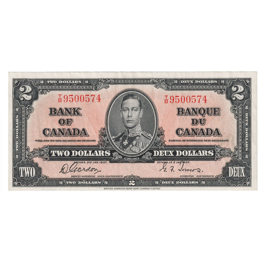 BC-22b 1937 Canada $2 Gordon-Towers, T/B, VF-EF (VF30)