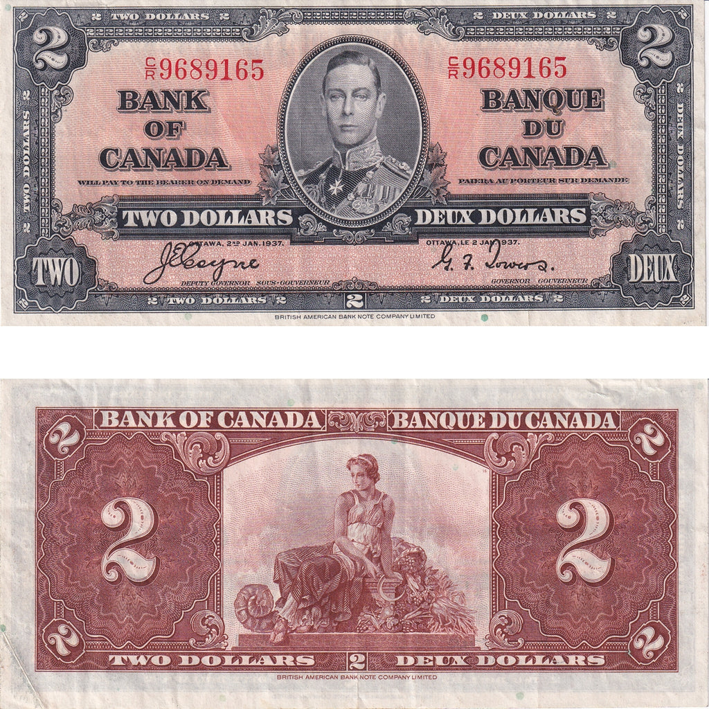 BC-22c 1937 Canada $2 Coyne-Towers, C/R, VF-EF