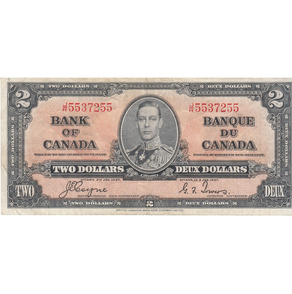 BC-22c 1937 Canada $2 Coyne-Towers, J/R, Very Fine (VF20)