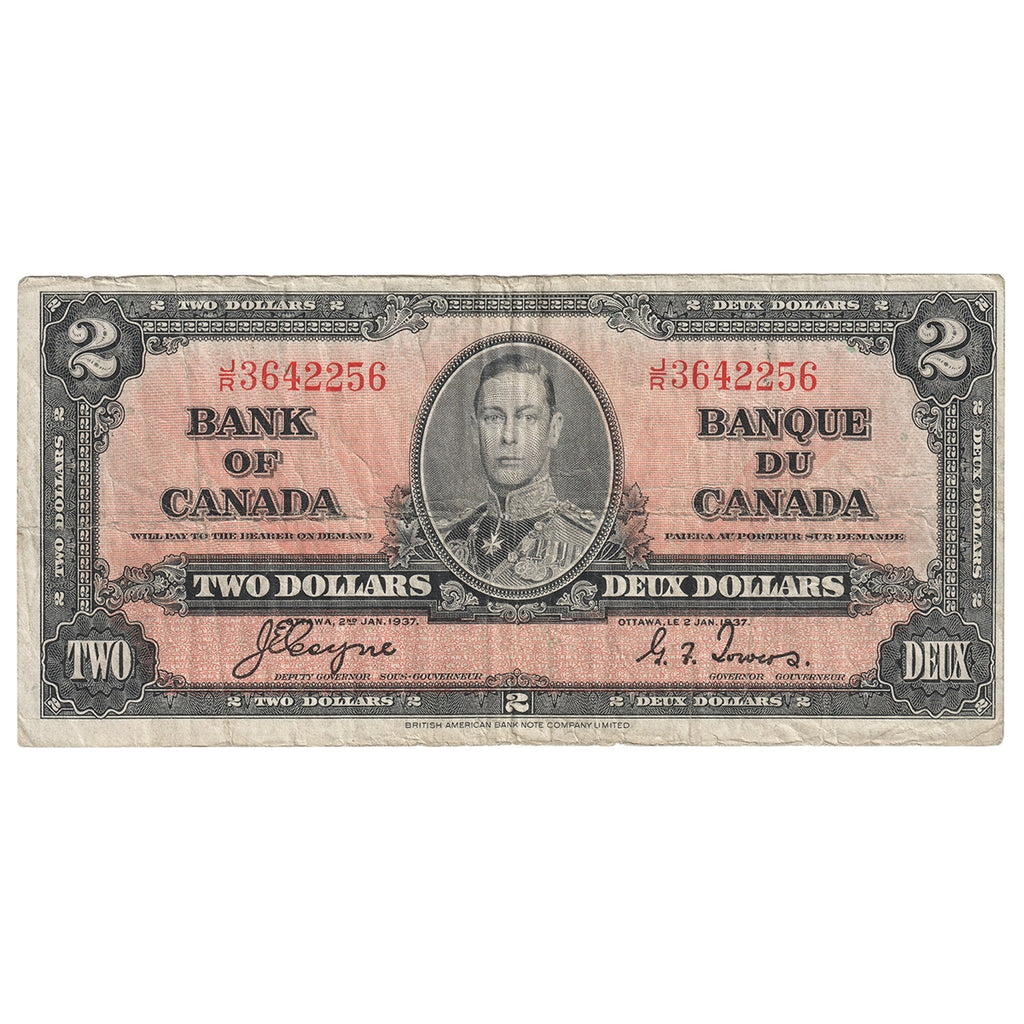 BC-22c 1937 Canada $2 Coyne-Towers, J/R, VG-F (VG10)