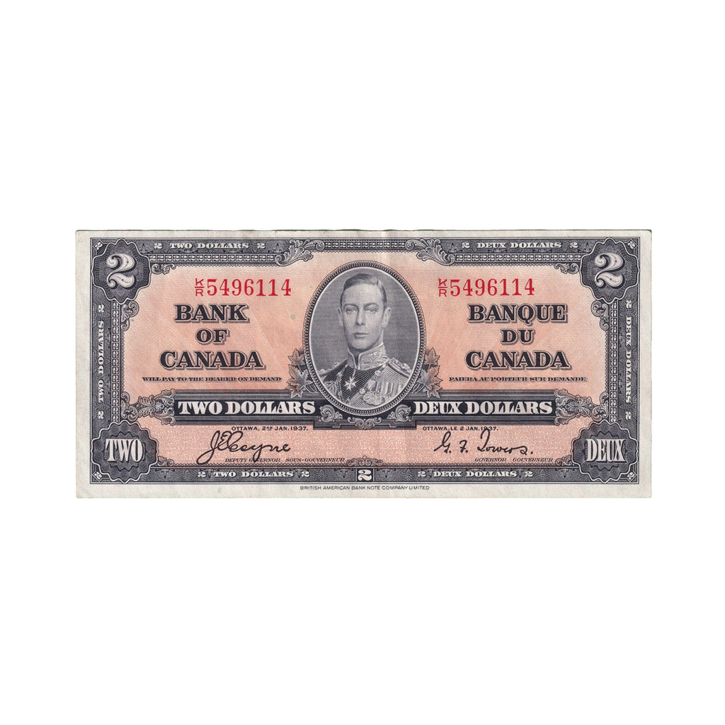 BC-22c 1937 Canada $2 Coyne-Towers, K/R, EF