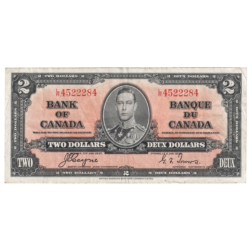 BC-22c 1937 Canada $2 Coyne-Towers, L/R, VF-EF