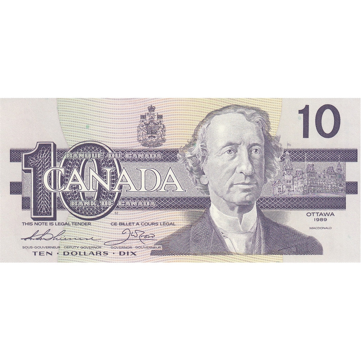 BC-57a 1989 Canada $10 Thiessen-Crow, AEJ, Choice Uncirculated (CUNC63)