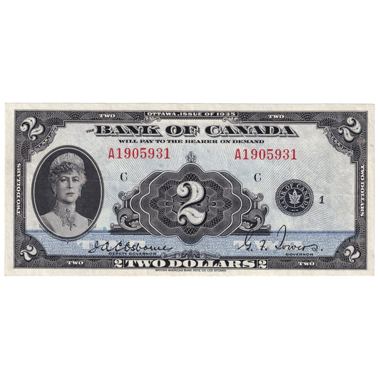 BC-3 1935 Canada $2 Osborne-Towers, English, EF