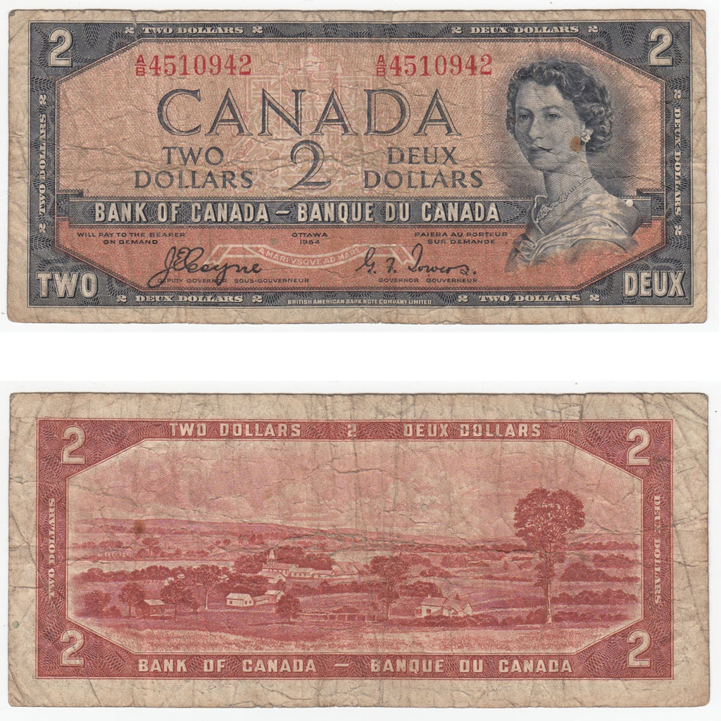 BC-30a 1954 Canada $2 Coyne-Towers, Devil's Face, A/B, Very Good (VG8)
