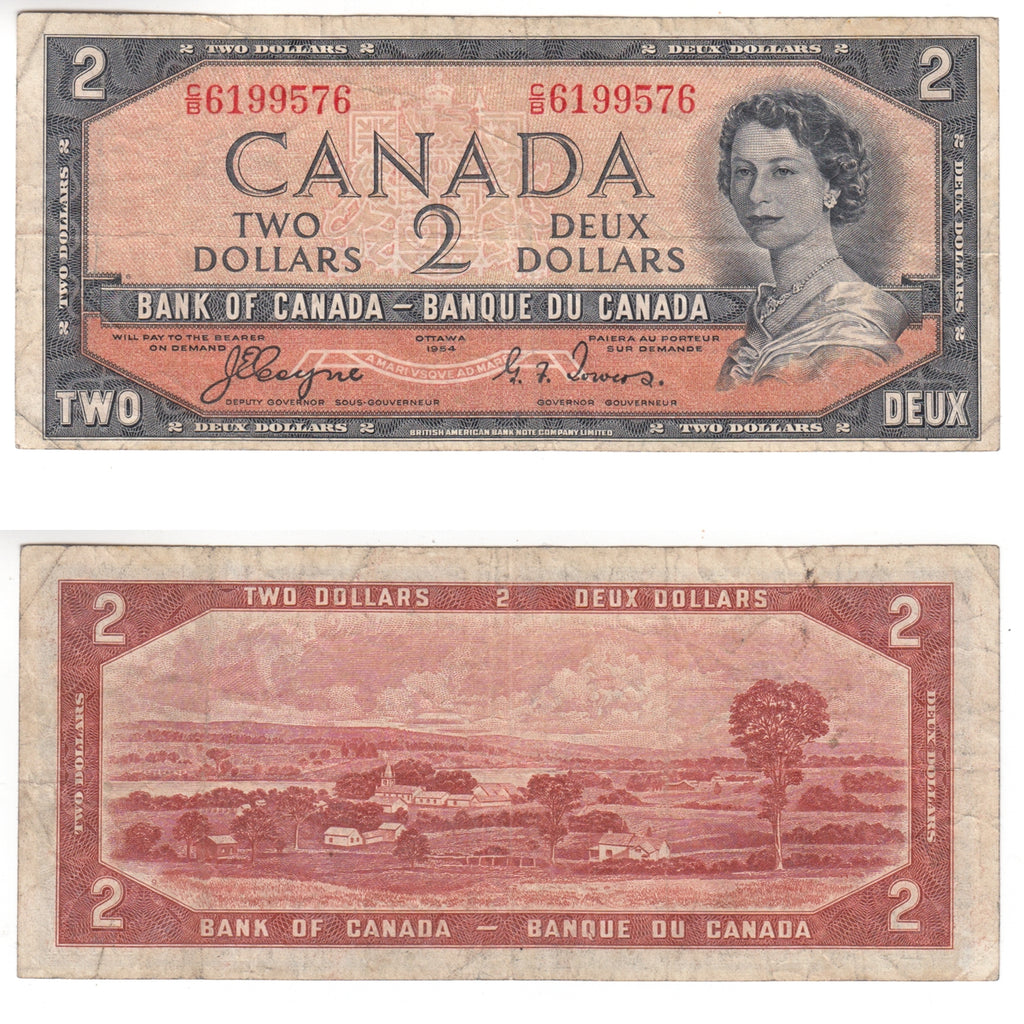 BC-30a 1954 Canada $2 Coyne-Towers, Devil's Face, C/B, F-VF (F15)