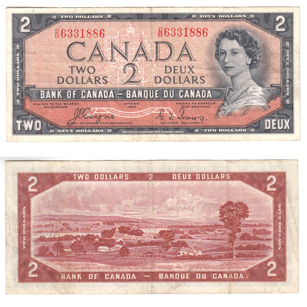 BC-30a 1954 Canada $2 Coyne-Towers, Devil's Face, D/B, Very Fine (VF20)