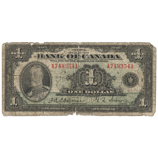 BC-1 1935 Canada $1 Osborne-Towers, English, Series A, Circulated