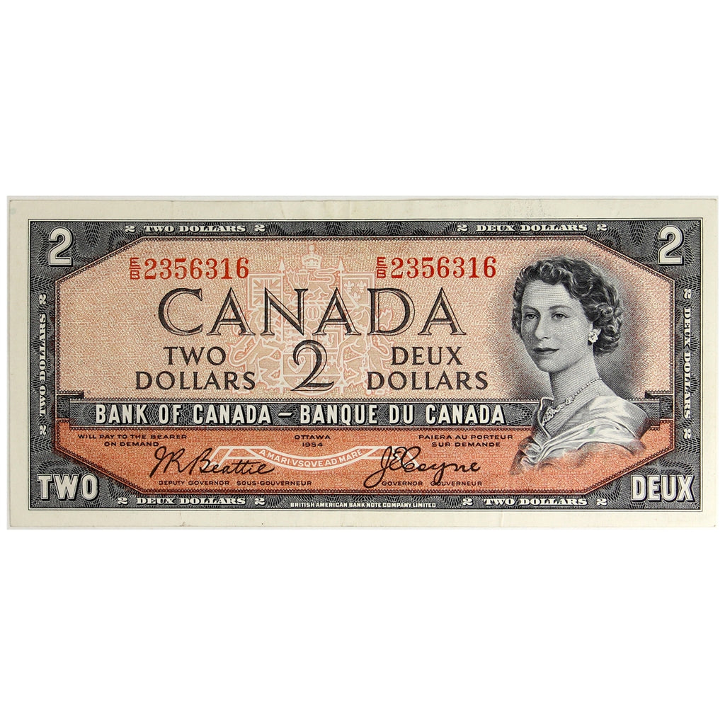 BC-30a 1954 Canada $2 Coyne-Towers, Devil's Face, E/B, VF-EF (VF30)