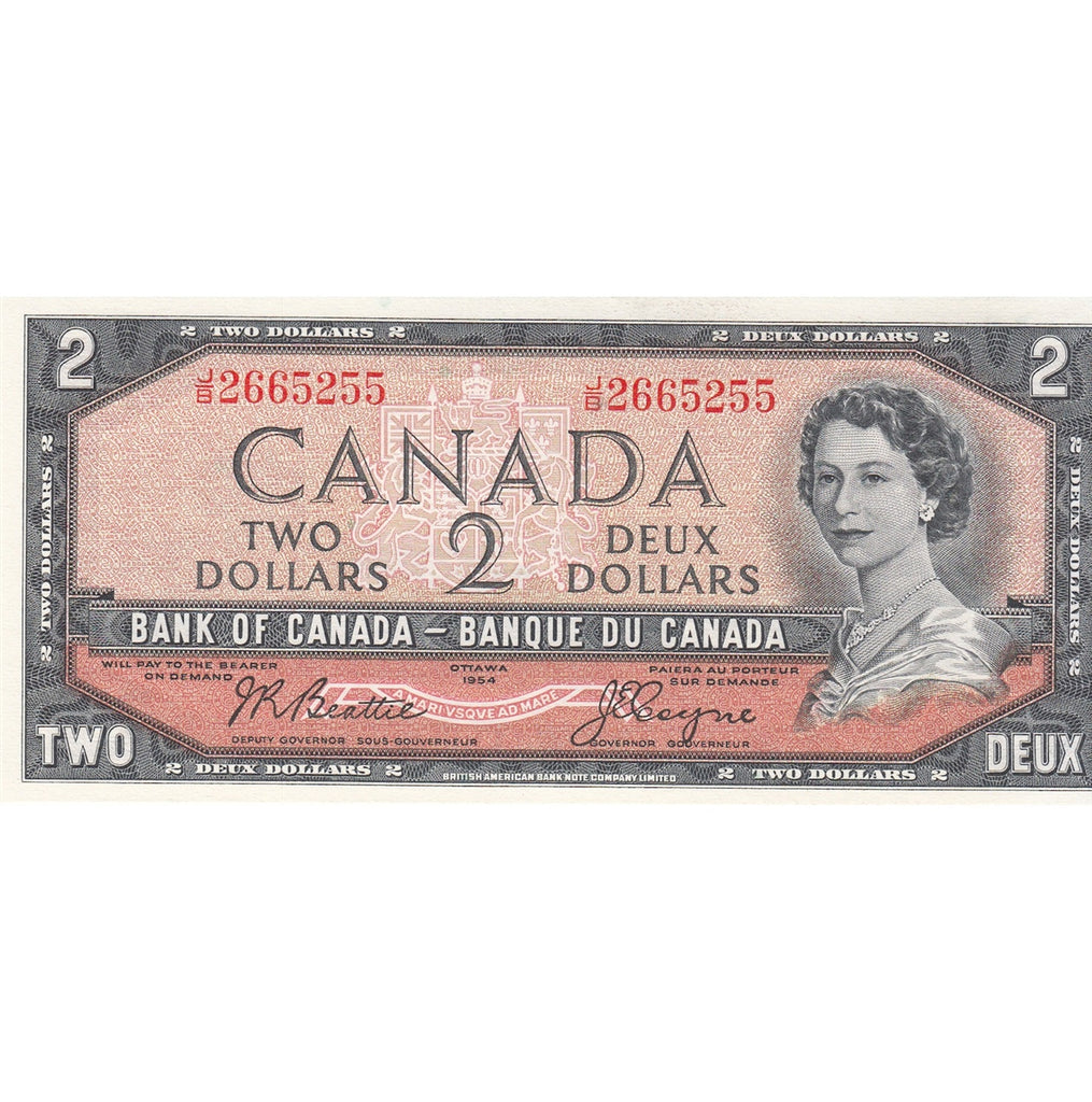 BC-38a 1954 Canada $2 Beattie-Coyne, J/B, AU-UNC (AU55)