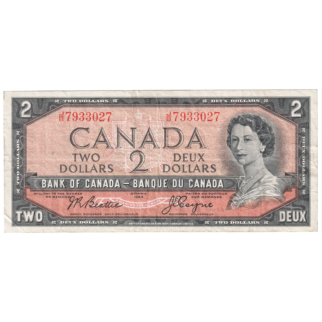 BC-38a 1954 Canada $2 Beattie-Coyne, J/B, VF