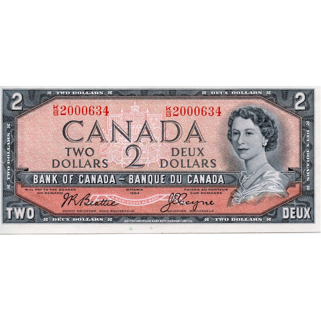 BC-38a 1954 Canada $2 Beattie-Coyne, K/B, Choice Uncirculated (CUNC63)