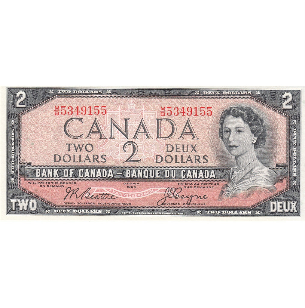 BC-38a 1954 Canada $2 Beattie-Coyne, M/B, Choice Uncirculated (CUNC63)