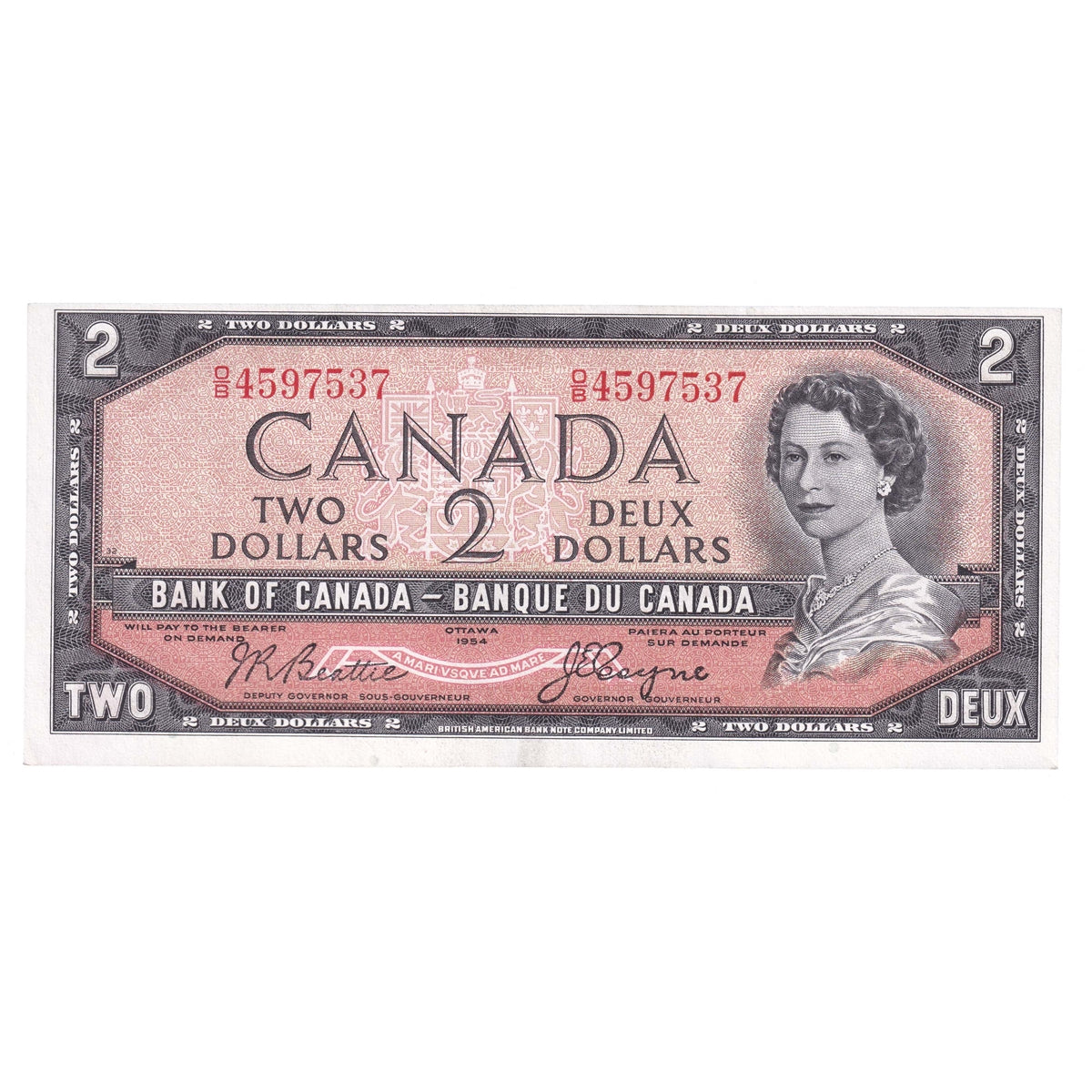 BC-38a 1954 Canada $2 Beattie-Coyne, O/B, Choice Uncirculated (CUNC63)