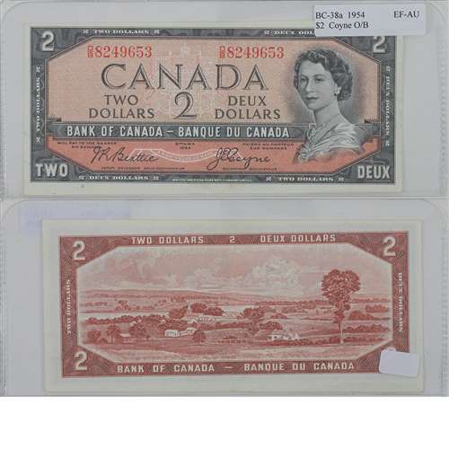 BC-38a 1954 Canada $2 Beattie-Coyne, O/B, EF-AU (EF45)