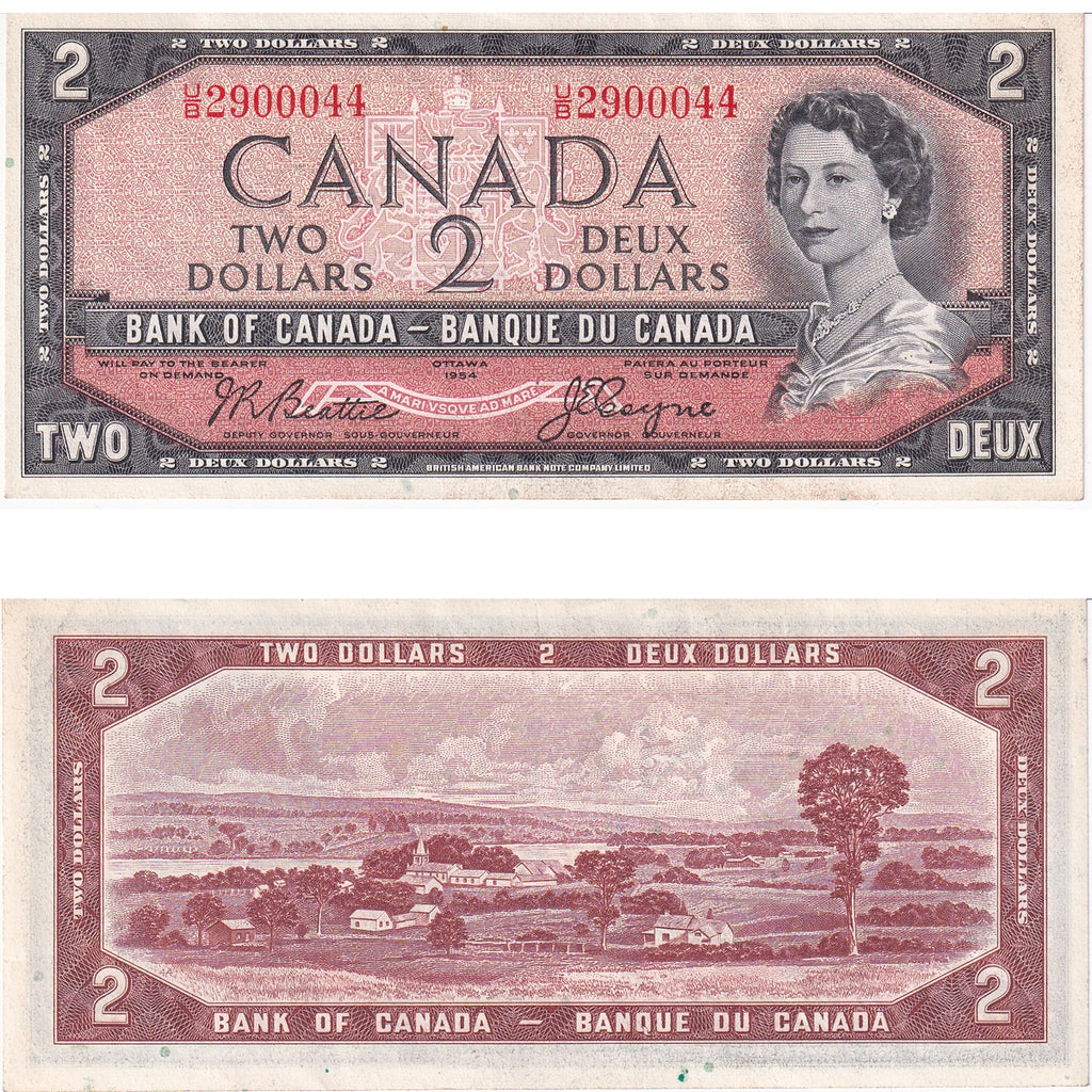 BC-38a 1954 Canada $2 Beattie-Coyne, U/B, AU-UNC (AU55)