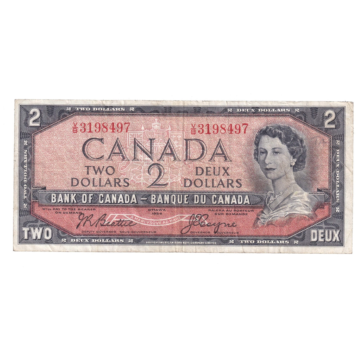 BC-38a 1954 Canada $2 Beattie-Coyne, V/B, VF