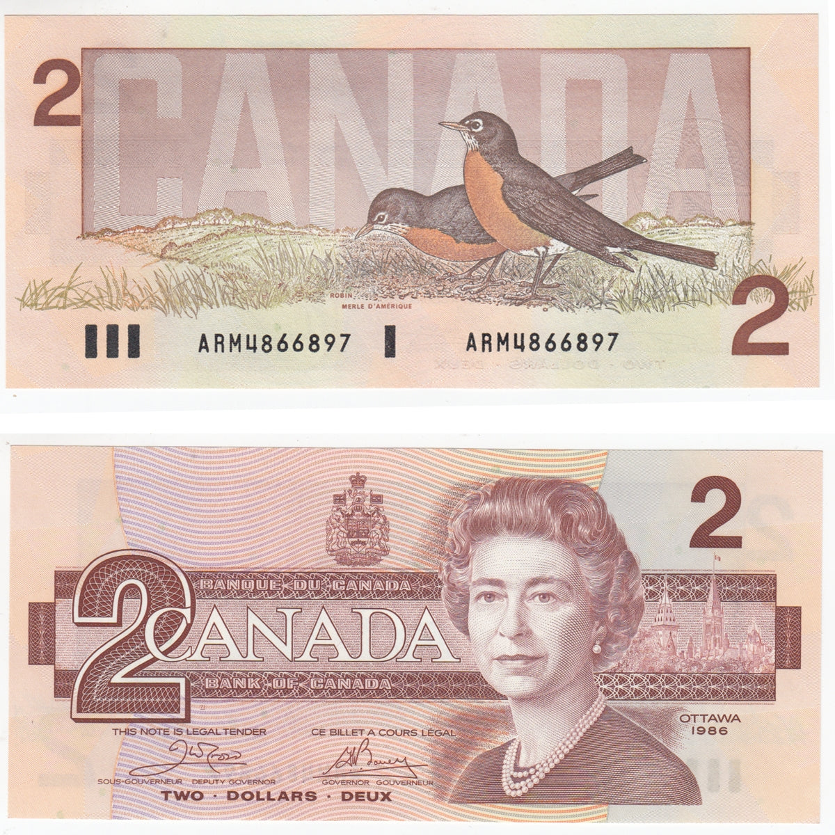 BC-55a 1986 Canada $2 Crow-Bouey, ARM, Choice Uncirculated (CUNC63)