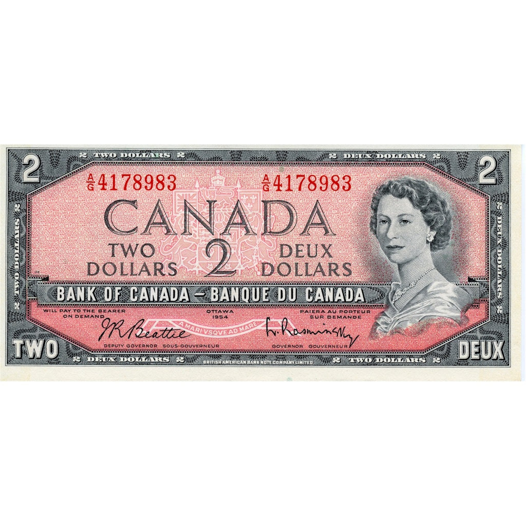 BC-38b 1954 Canada $2 Beattie-Rasminsky, A/G, Uncirculated (MS60)